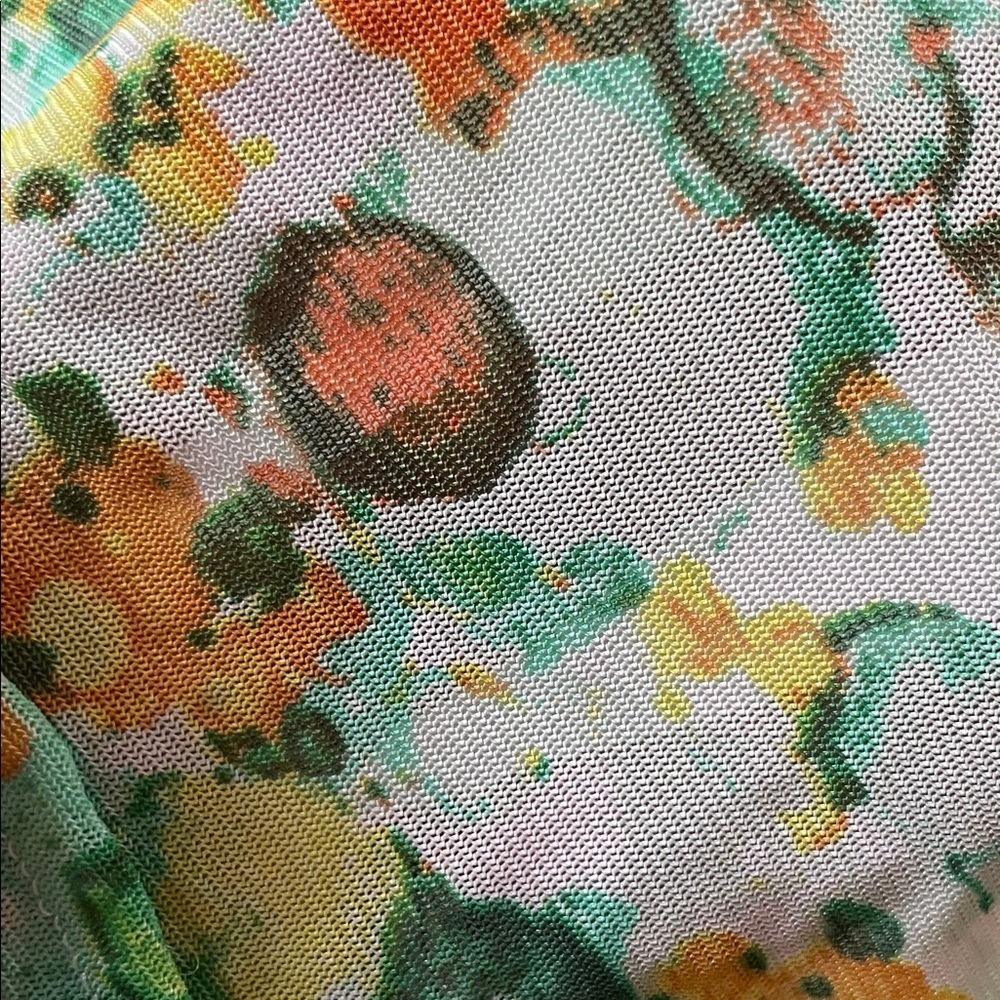 Vertigo Paris Multicolored Abstract Print Ruched Streetwear - Green and Yellow - Picture 11 of 12